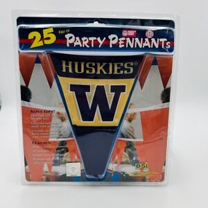 UW Washington Huskies 25ft‎ Party Pennants 30 Flag Banner VTG Mancave Grad Dorm